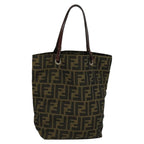 FENDI Zucca Canvas Hand Bag Brown Blackyk17350