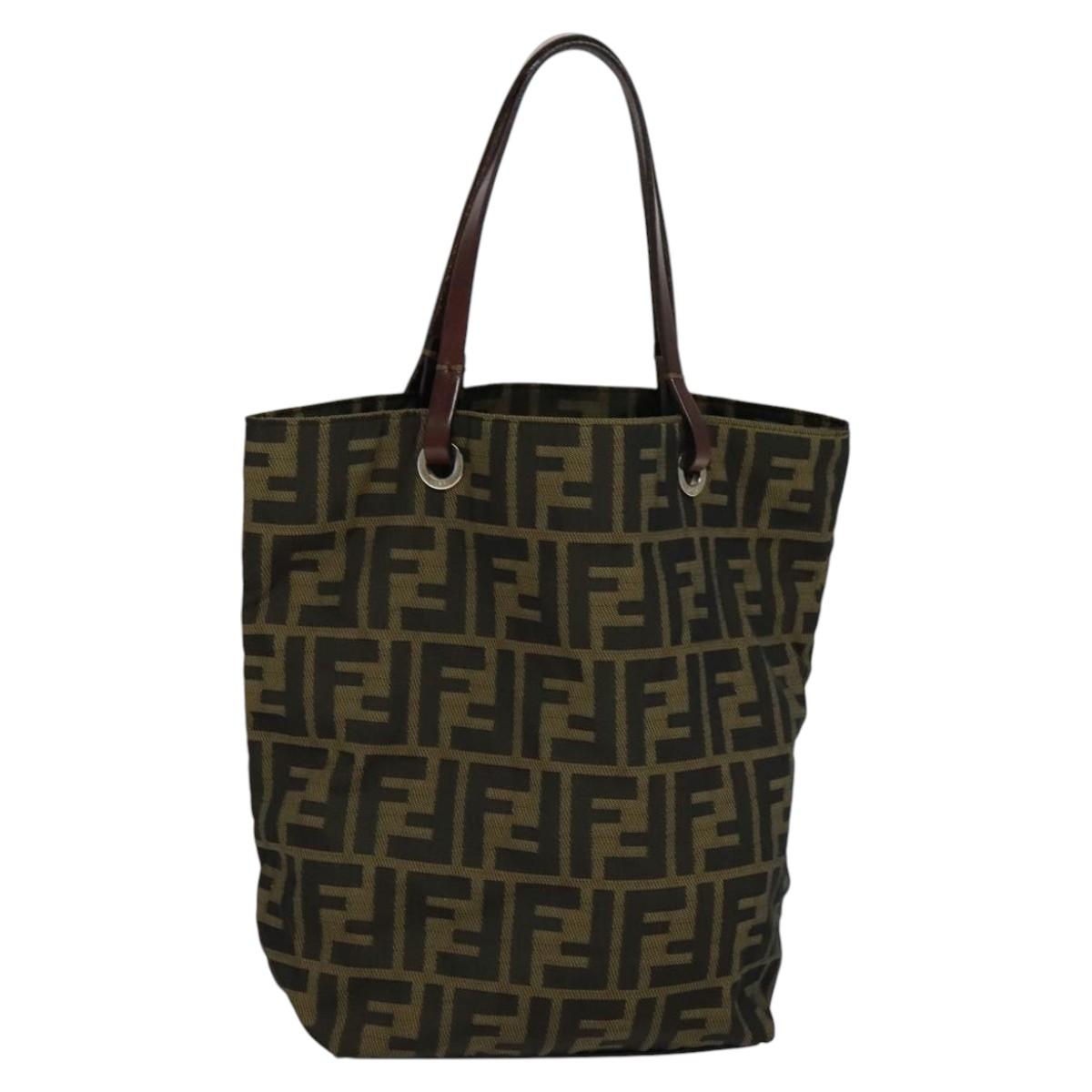 FENDI Zucca Canvas Hand Bag Brown Blackyk17350
