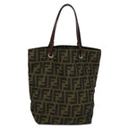 FENDI Zucca Canvas Hand Bag Brown Blackyk17350