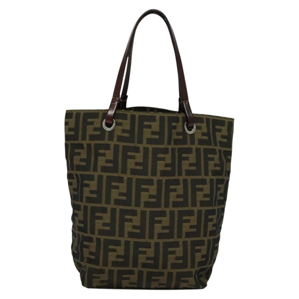 FENDI Zucca Canvas Hand Bag Brown Blackyk17350