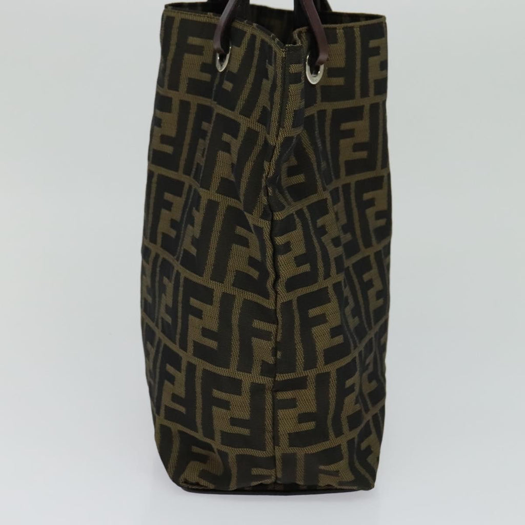 FENDI Zucca Canvas Hand Bag Brown Blackyk17350