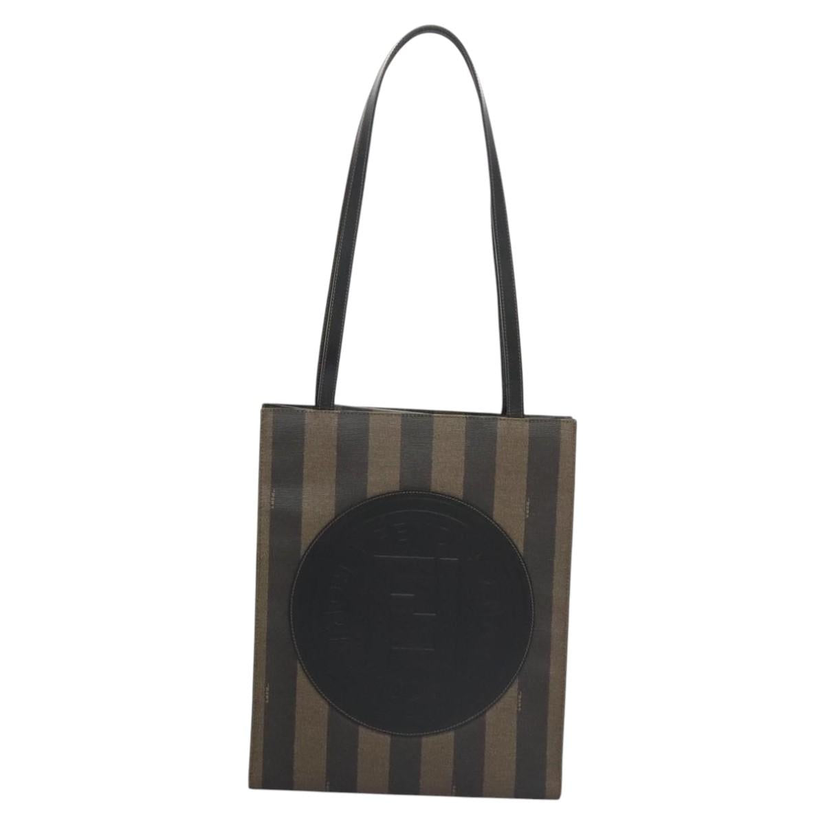 FENDI Pecan Canvas Tote Bag Brown Blackyk17395