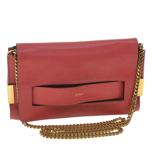 Chloe Chain Shoulder Bag Leather 2way Pink yk6115