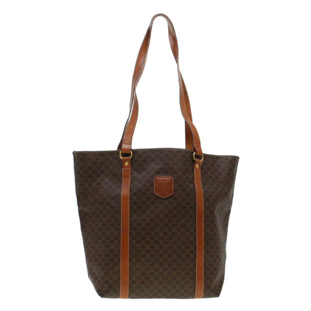 CELINE Macadam Canvas Tote Bag PVC Leather Brown 6941