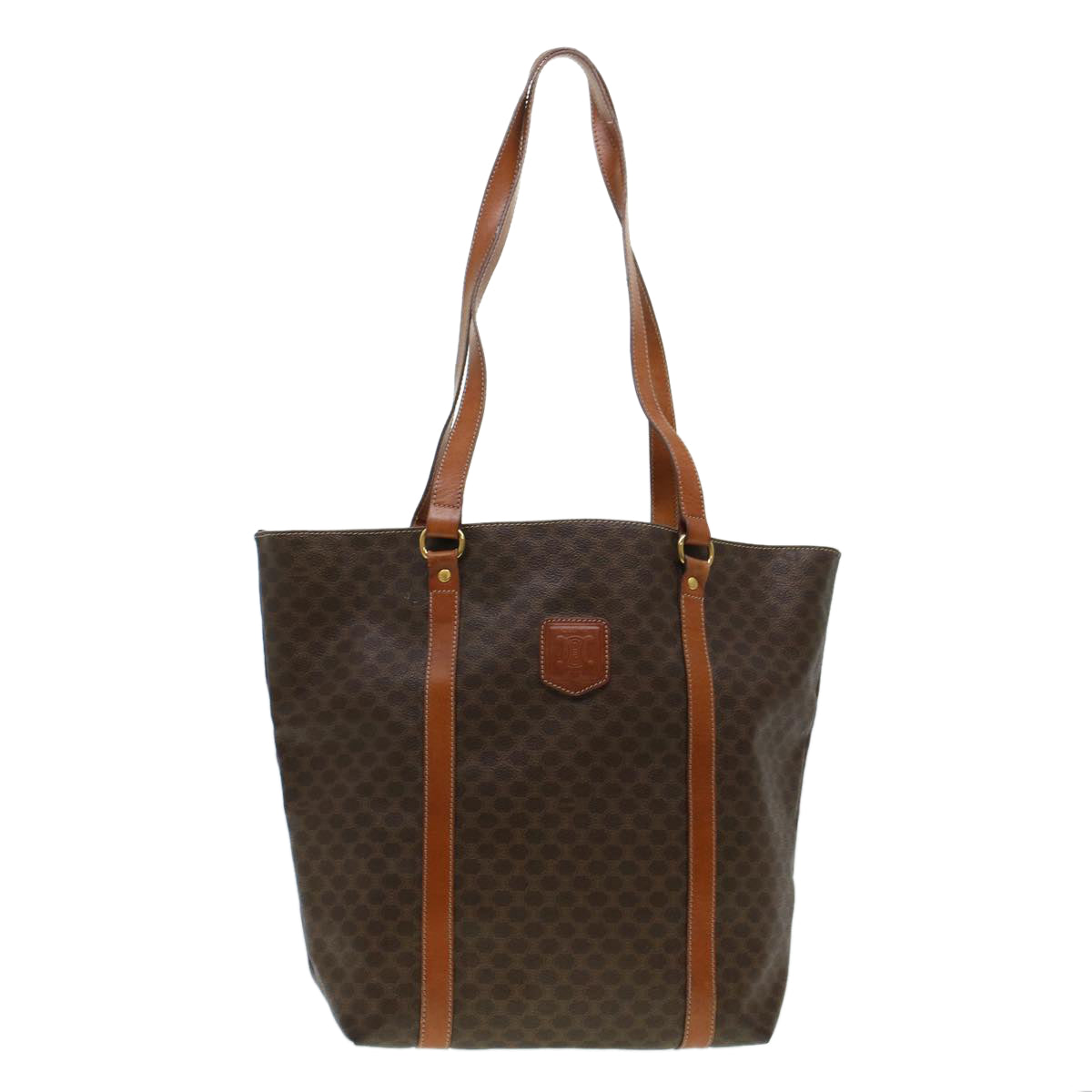 CELINE Macadam Canvas Tote Bag PVC Leather Brown 6941