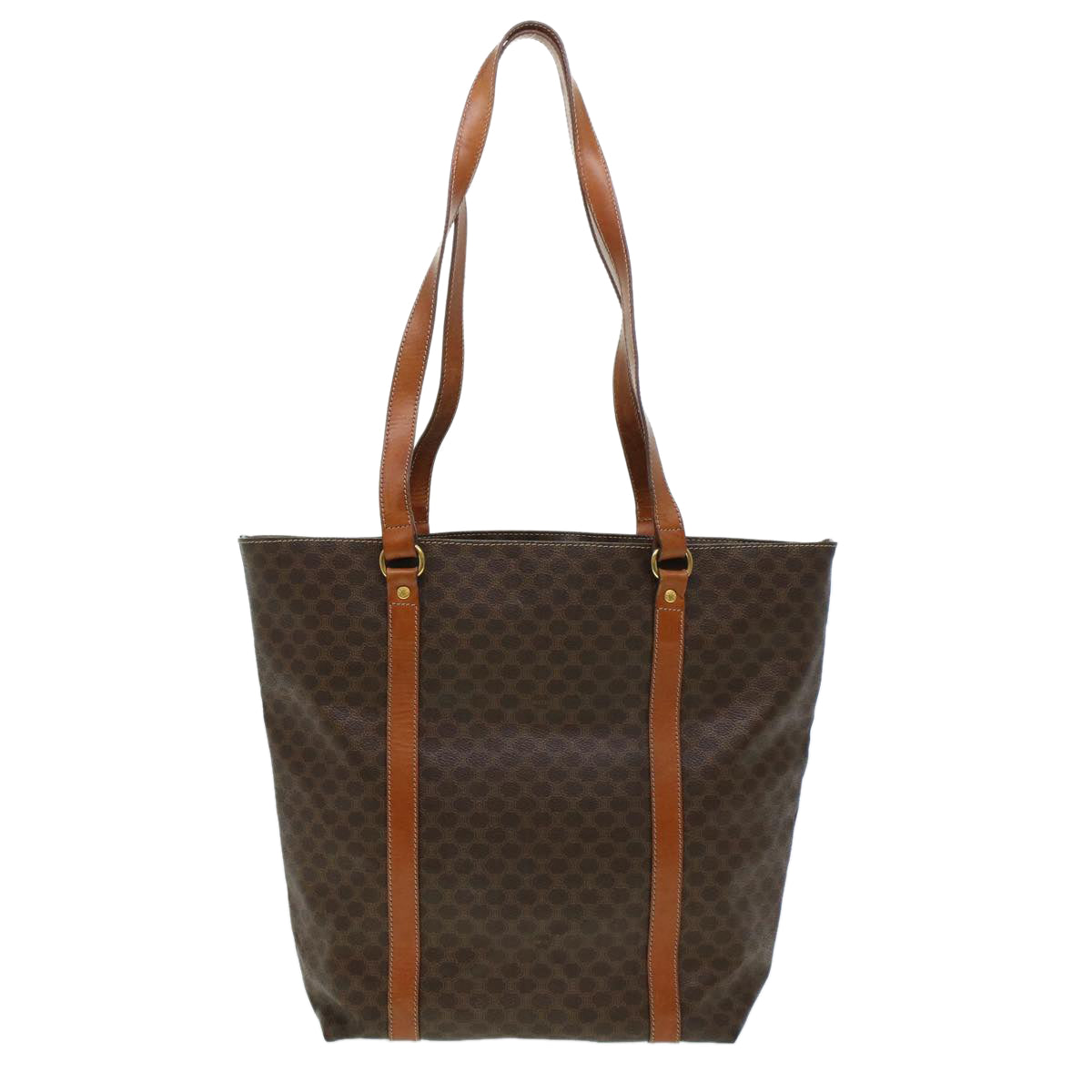 CELINE Macadam Canvas Tote Bag PVC Leather Brown 6941