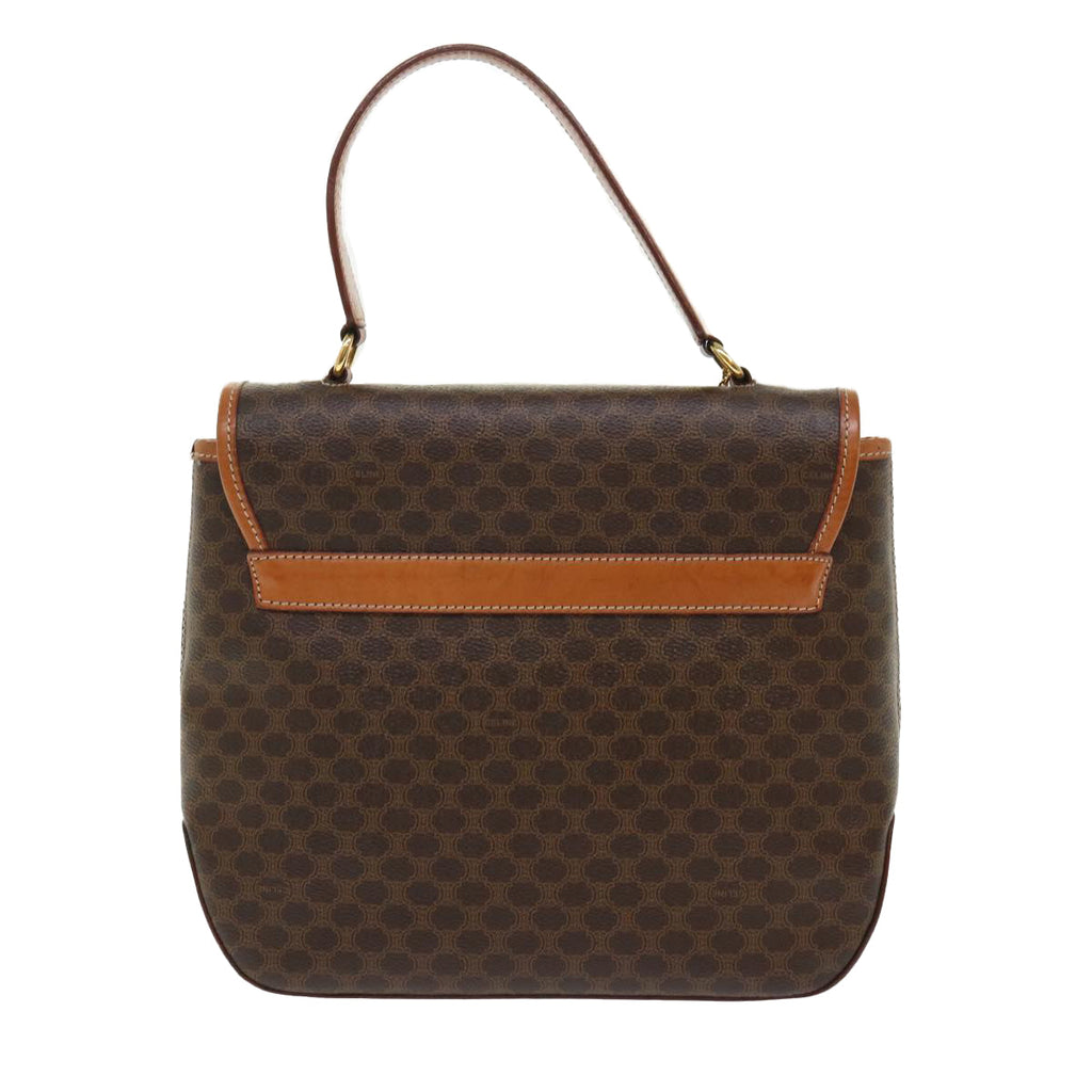 CELINE Macadam Canvas Hand Bag PVC Leather Brown 7546B