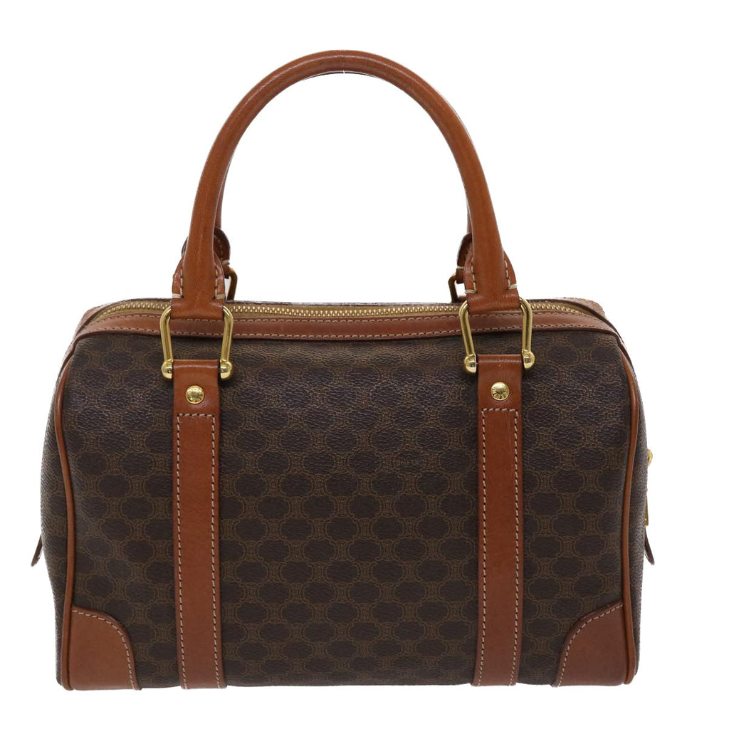 CELINE Macadam Canvas Boston Bag PVC Leather Brown 7604