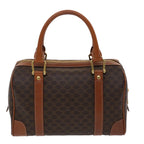 CELINE Macadam Canvas Boston Bag PVC Leather Brown 7604