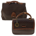 CELINE Macadam Canvas Hand Bag PVC Leather 2Set Brown 7839B