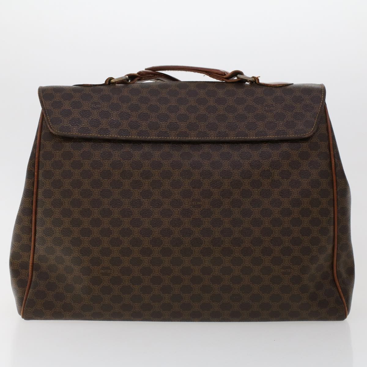 CELINE Macadam Canvas Hand Bag PVC Leather 2Set Brown 7839B