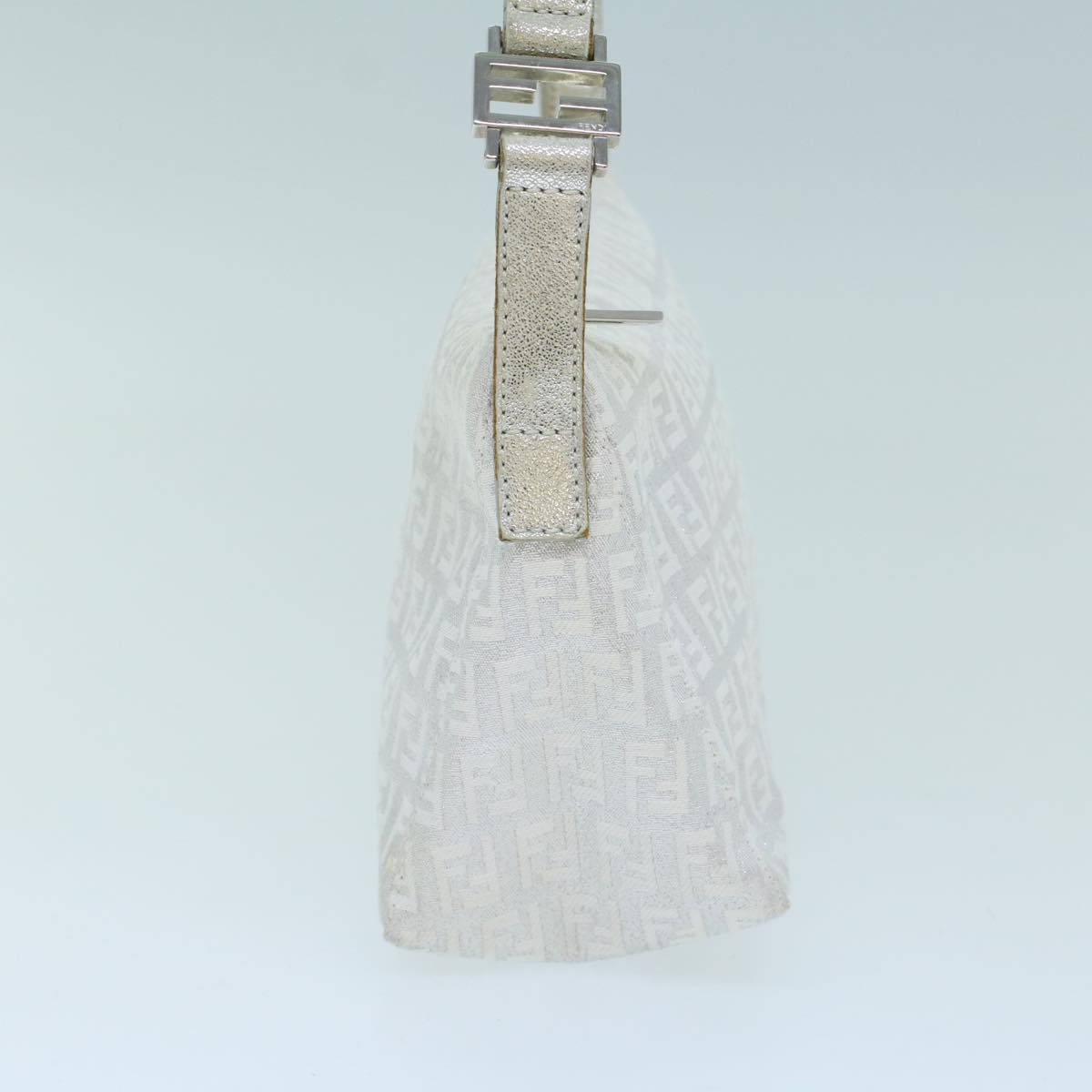 FENDI Zucchino Canvas Shoulder Bag Nylon Silveryk7899
