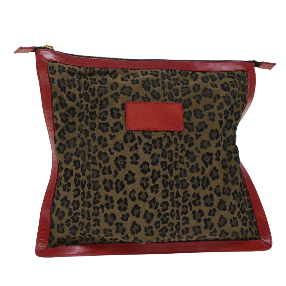 FENDI Leopard Clutch Bag Nylon Leather Black Brown Red  yk7980
