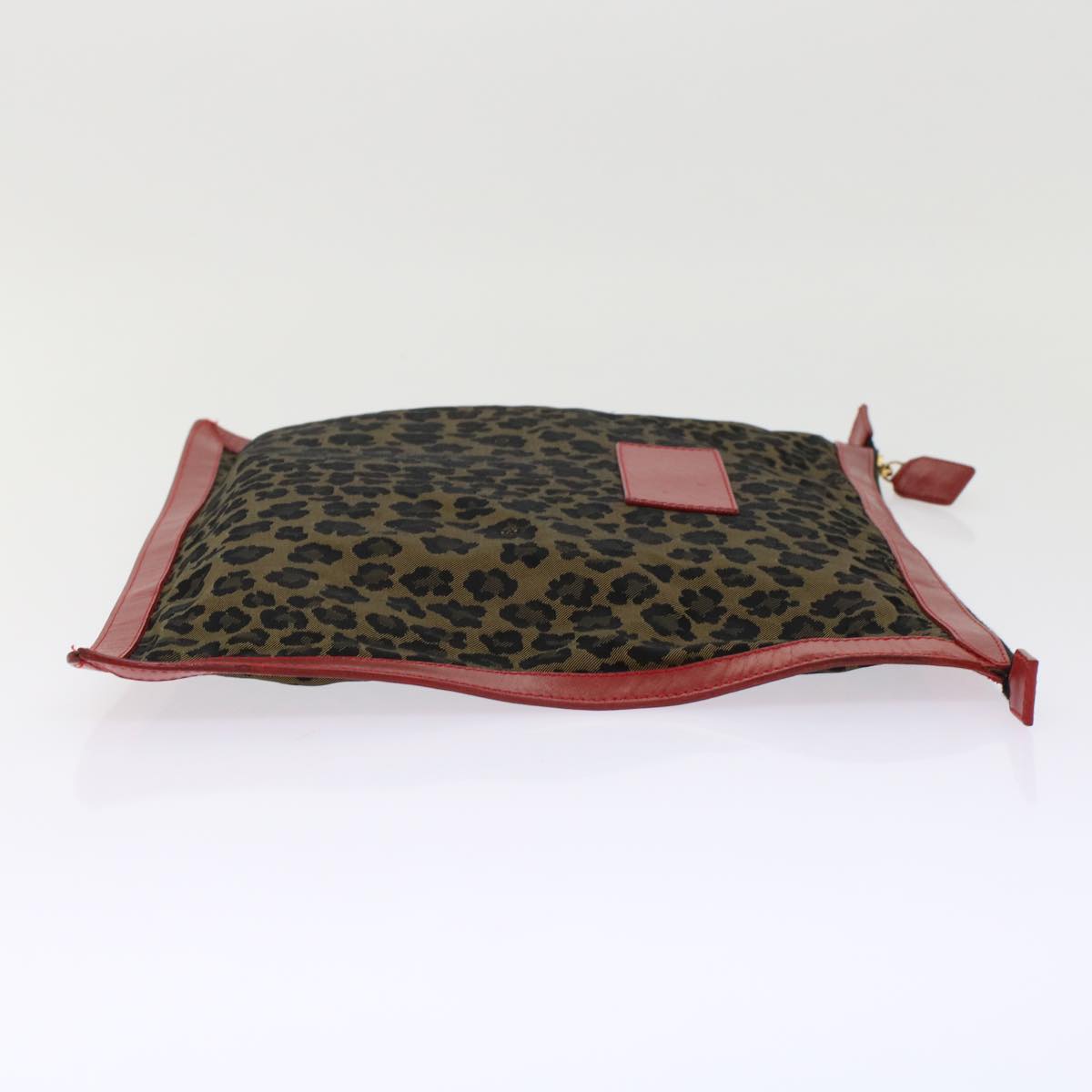 FENDI Leopard Clutch Bag Nylon Leather Black Brown Red  yk7980