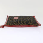 FENDI Leopard Clutch Bag Nylon Leather Black Brown Red  yk7980