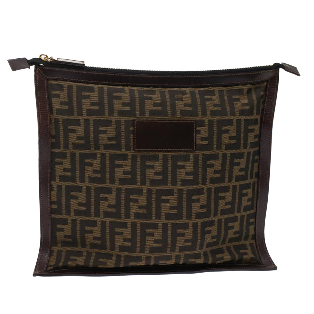 FENDI Zucca Canvas Clutch Bag Black Brown  yk7995B