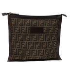 FENDI Zucca Canvas Clutch Bag Black Brown  yk7995B