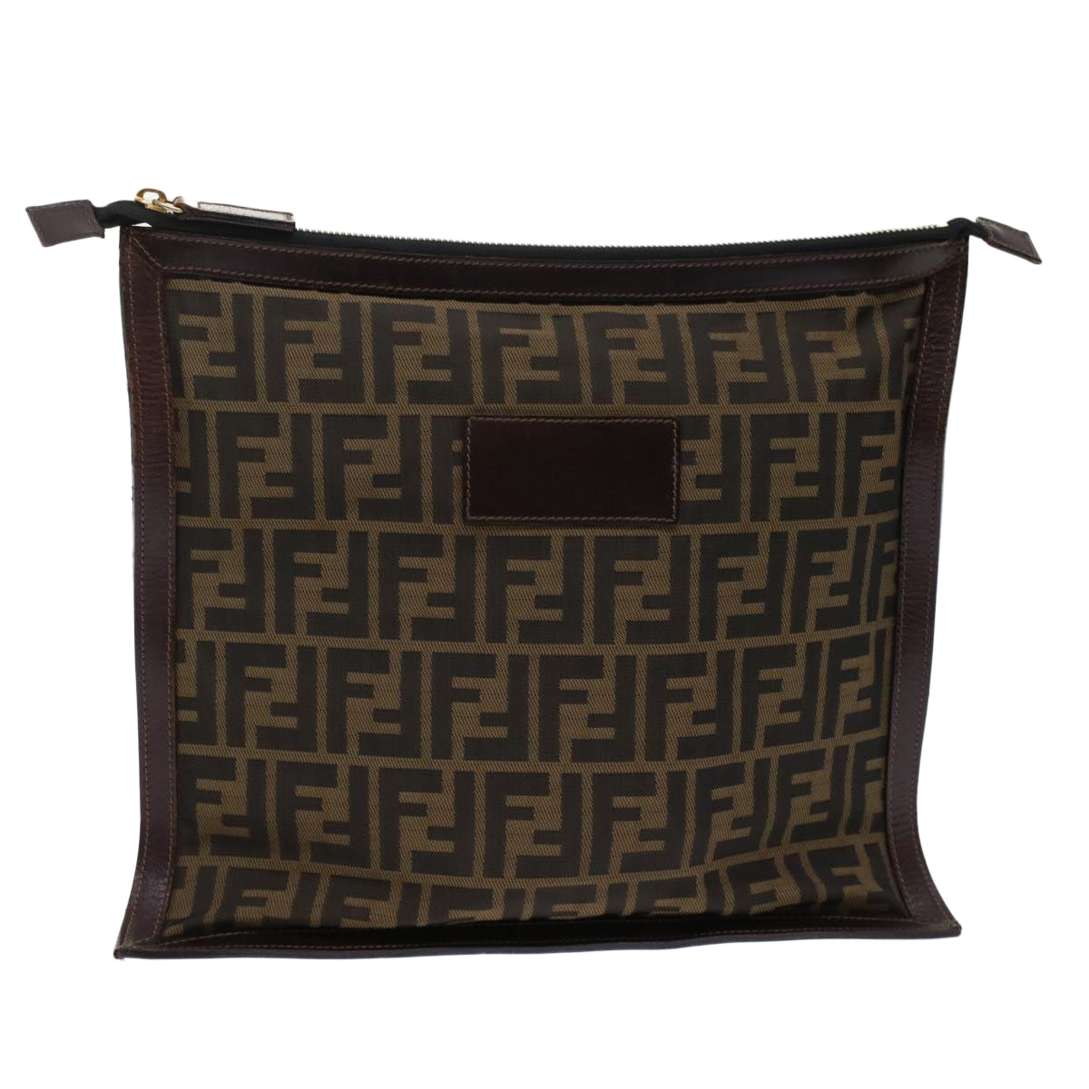 FENDI Zucca Canvas Clutch Bag Black Brown  yk7995B