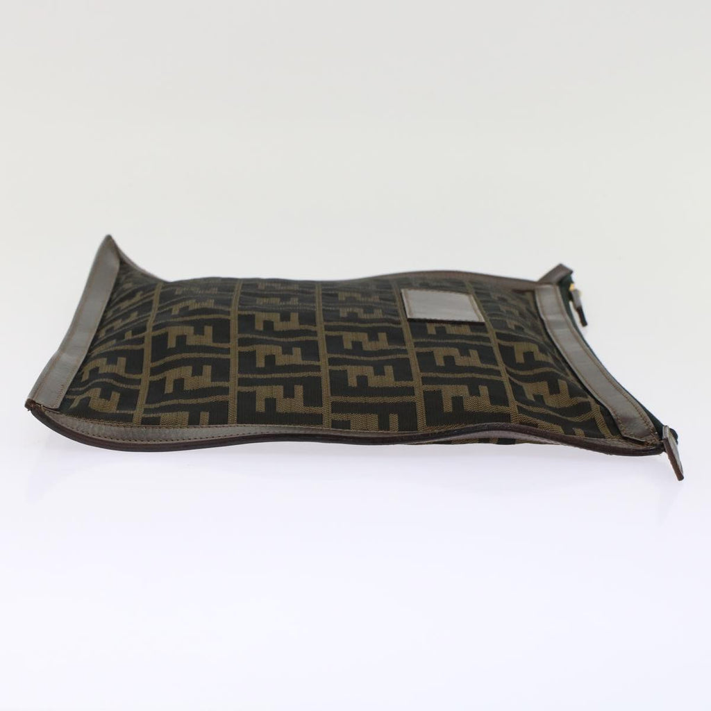 FENDI Zucca Canvas Clutch Bag Black Brown  yk7995B