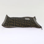FENDI Zucca Canvas Clutch Bag Black Brown  yk7995B