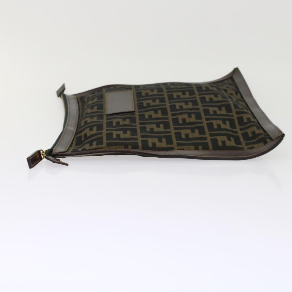 FENDI Zucca Canvas Clutch Bag Black Brown  yk7995B