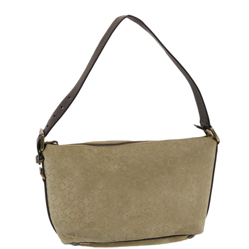 CELINE C Macadam Canvas Shoulder Bag Beige 7996B
