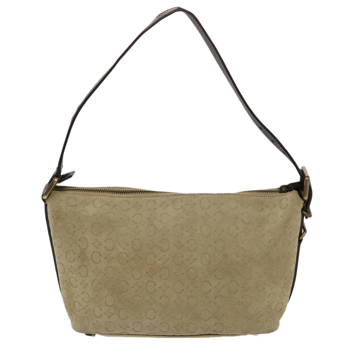 CELINE C Macadam Canvas Shoulder Bag Beige 7996B