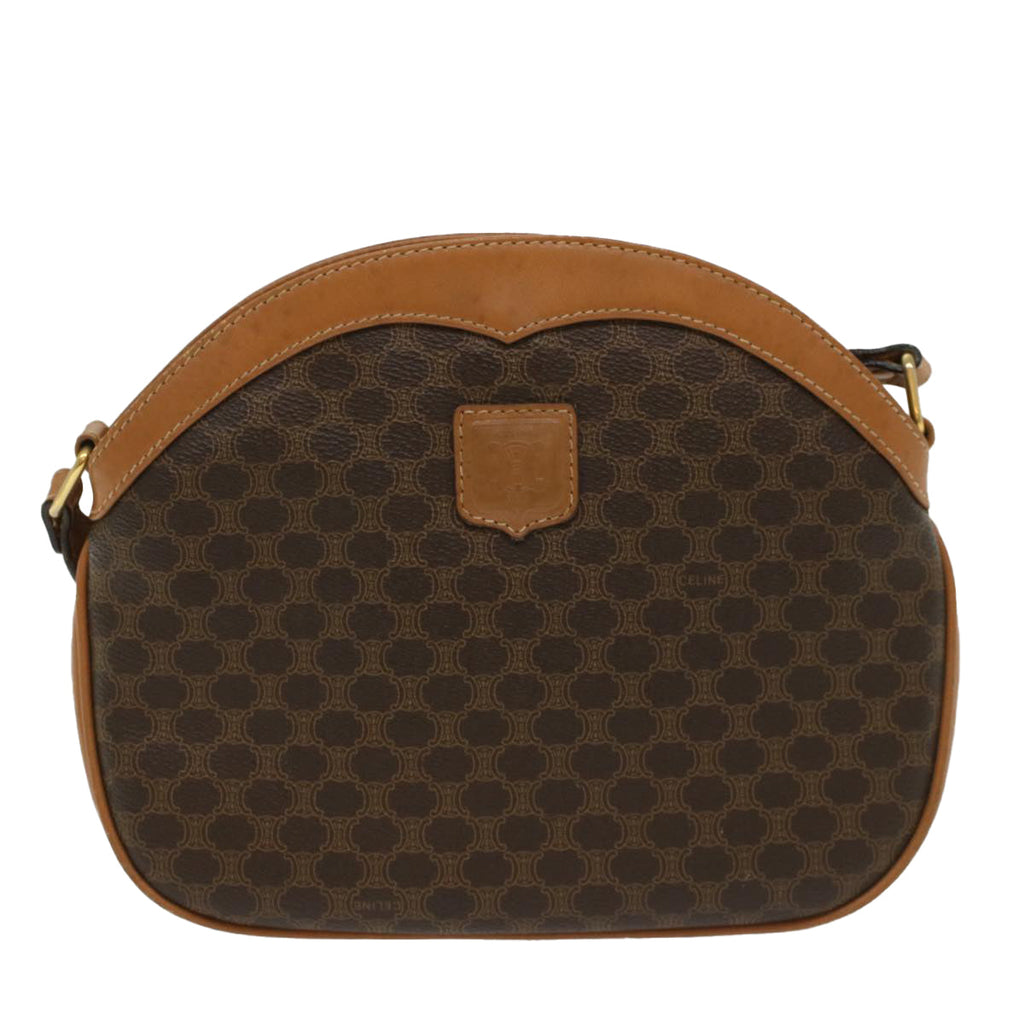 CELINE Macadam Canvas Shoulder Bag PVC Leather Brown 8282