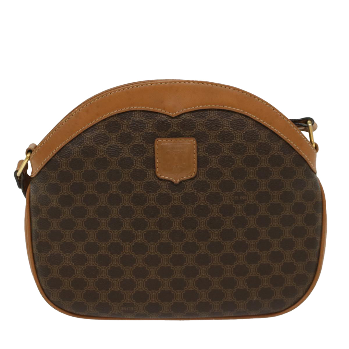 CELINE Macadam Canvas Shoulder Bag PVC Leather Brown 8282