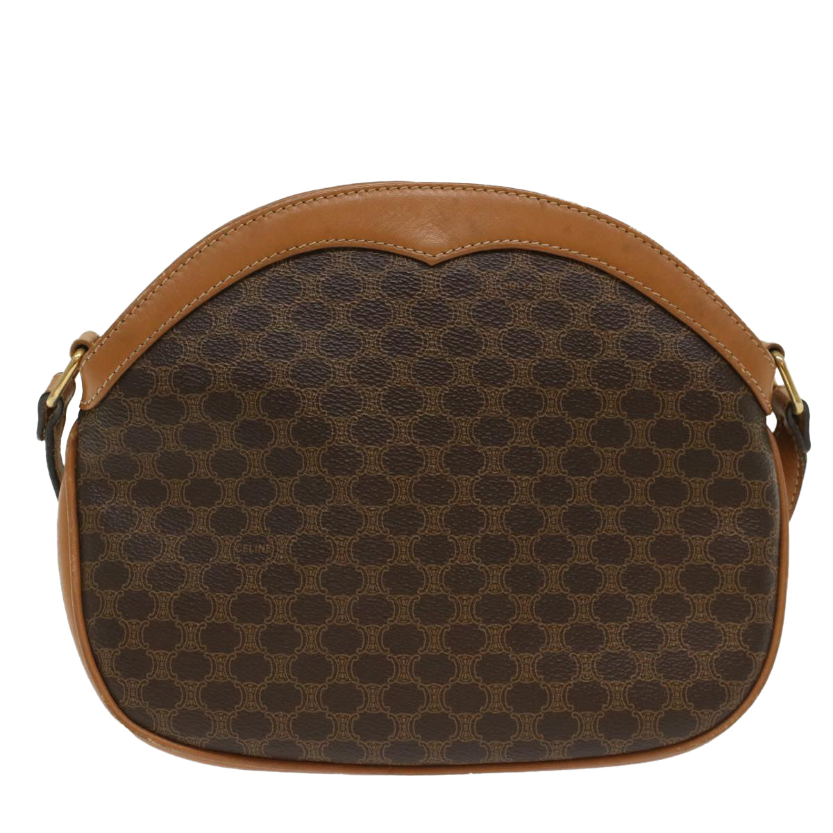 CELINE Macadam Canvas Shoulder Bag PVC Leather Brown 8282