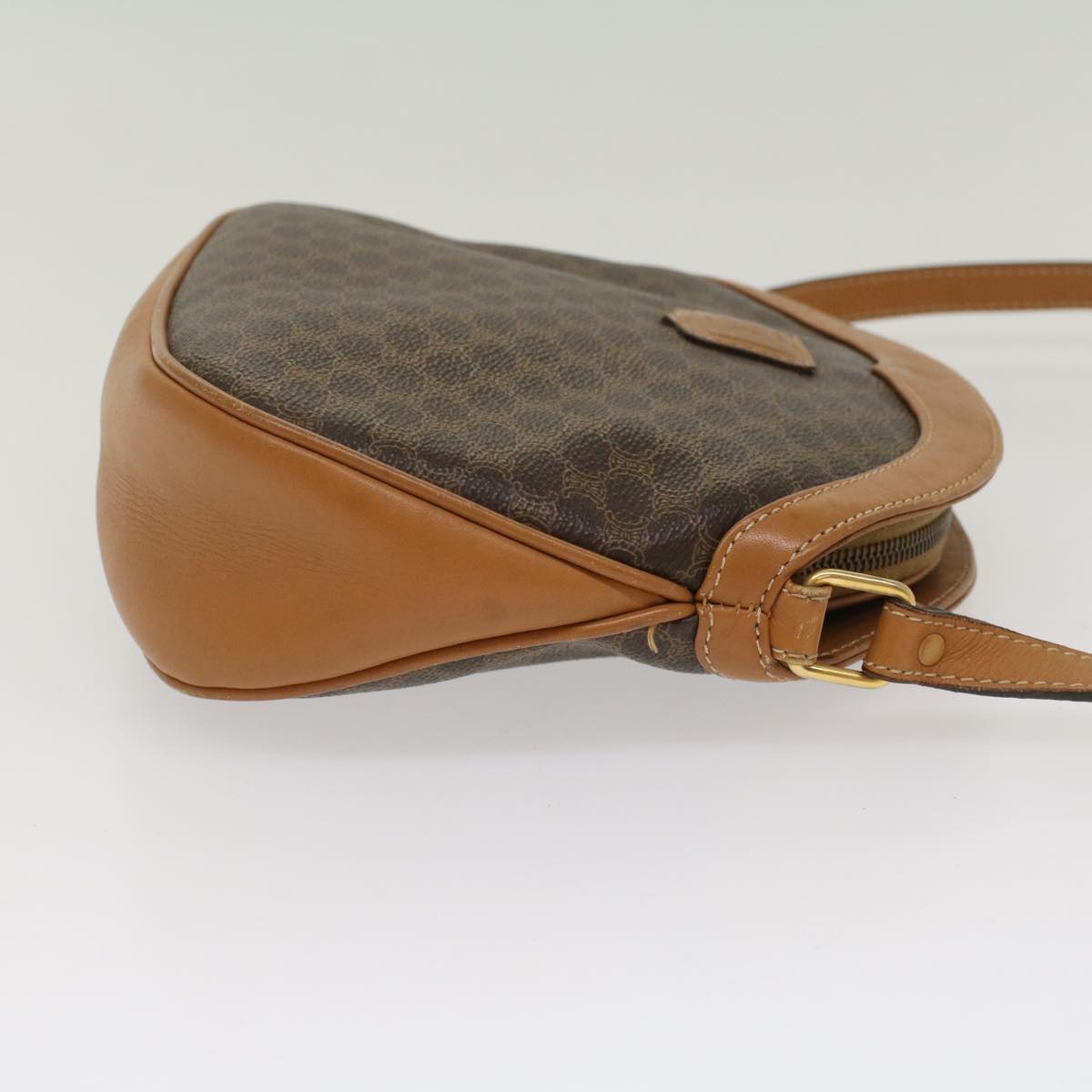 CELINE Macadam Canvas Shoulder Bag PVC Leather Brown 8282