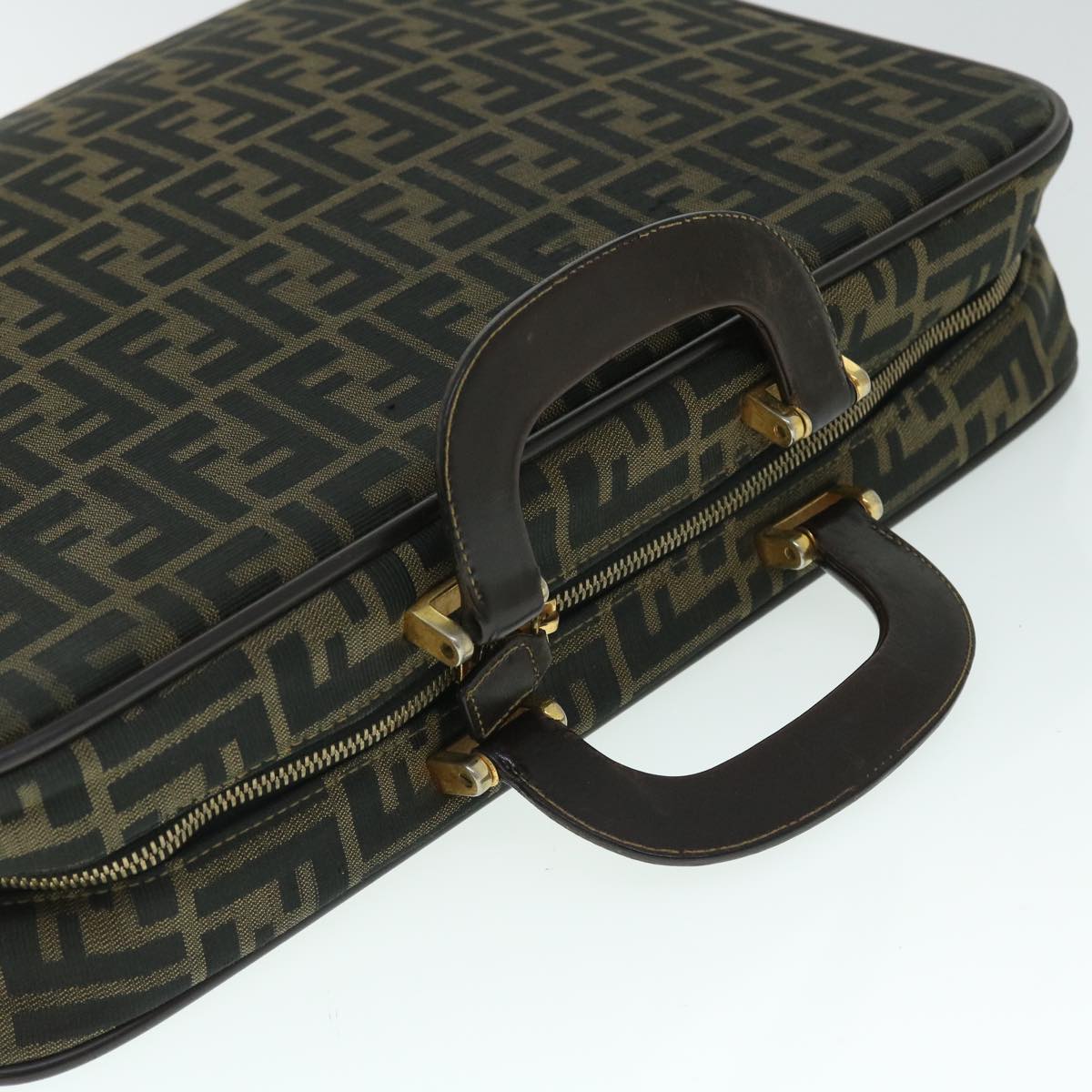 FENDI Zucca Canvas Hand Bag Black Brownyk8377B