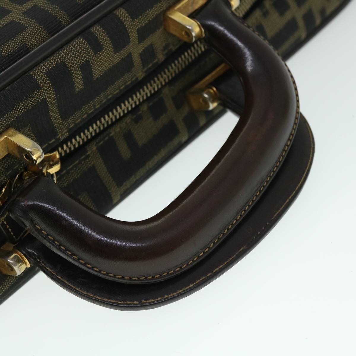 FENDI Zucca Canvas Hand Bag Black Brownyk8377B