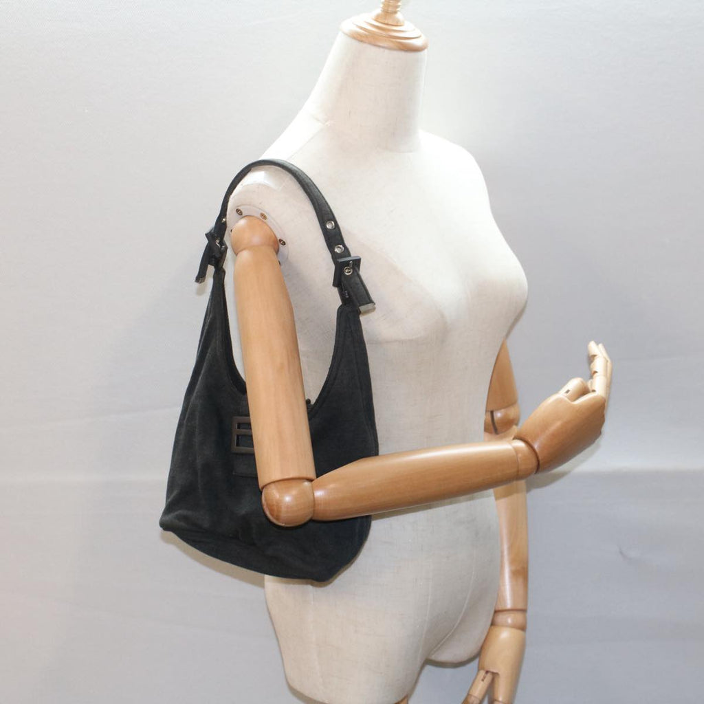 FENDI Mamma Baguette Shoulder Bag Cotton Gray 2354 26686 099yk8388B