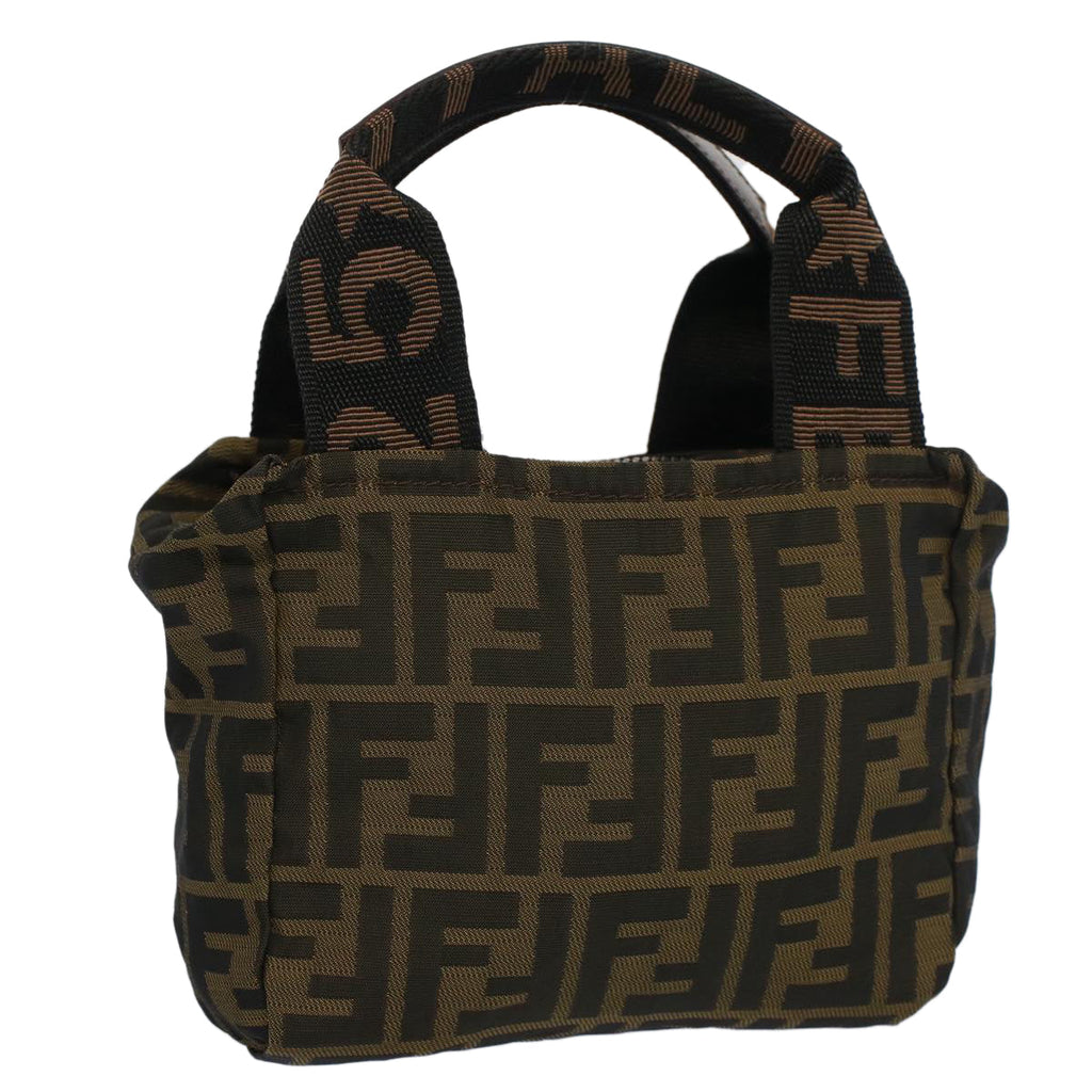 FENDI Zucca Canvas Hand Bag Brown Blackyk8449