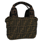FENDI Zucca Canvas Hand Bag Brown Blackyk8449