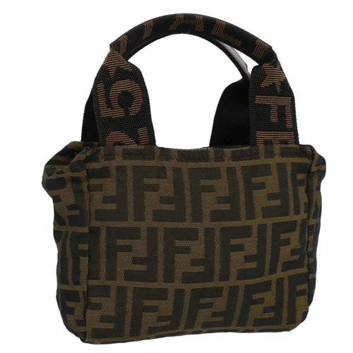 FENDI Zucca Canvas Hand Bag Brown Blackyk8449