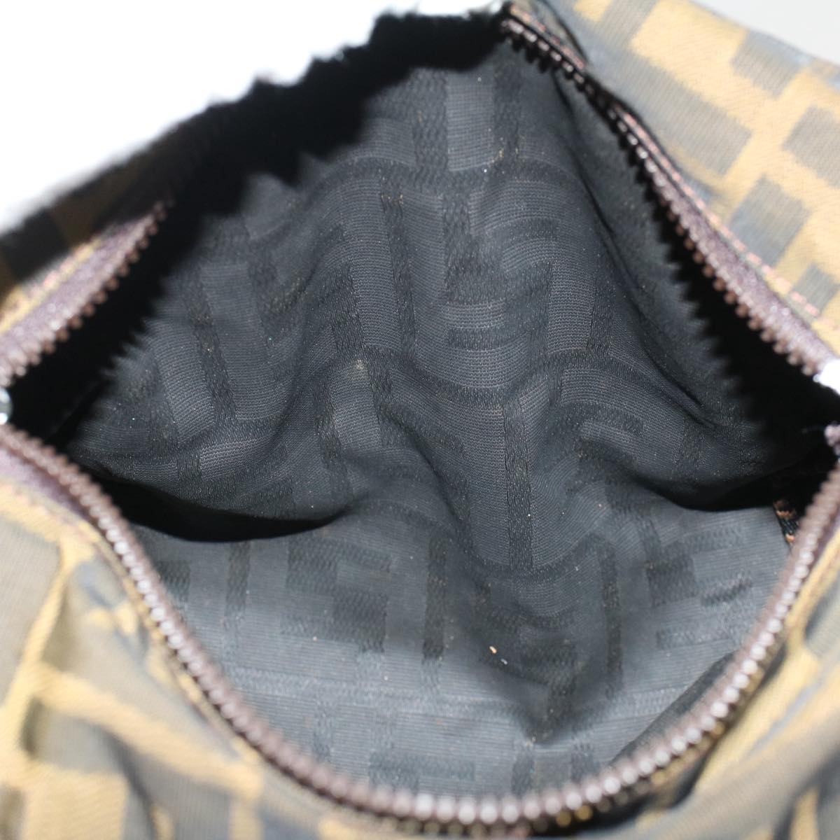 FENDI Zucca Canvas Hand Bag Brown Blackyk8449