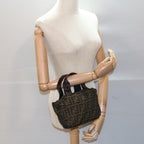 FENDI Zucca Canvas Hand Bag Brown Blackyk8449