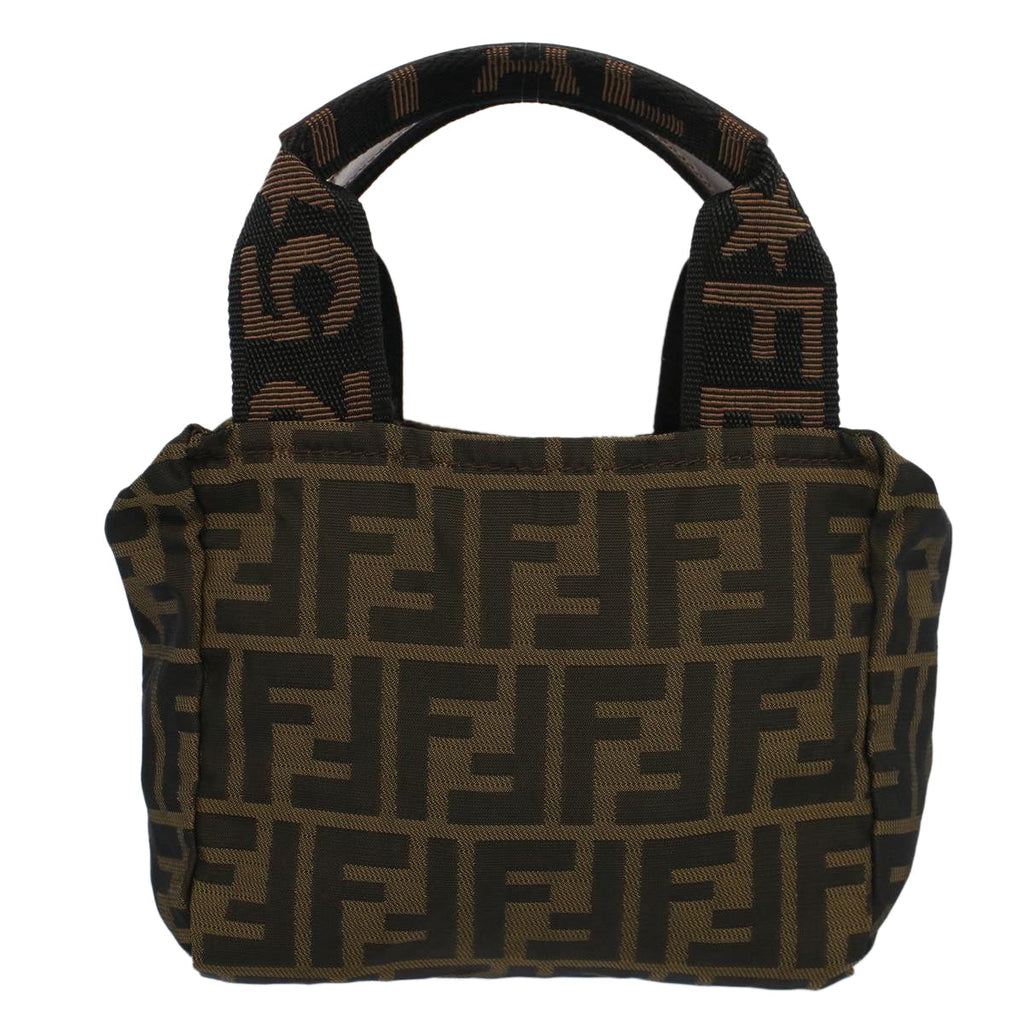 FENDI Zucca Canvas Hand Bag Brown Blackyk8449