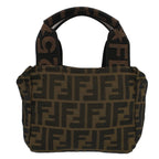 FENDI Zucca Canvas Hand Bag Brown Blackyk8449