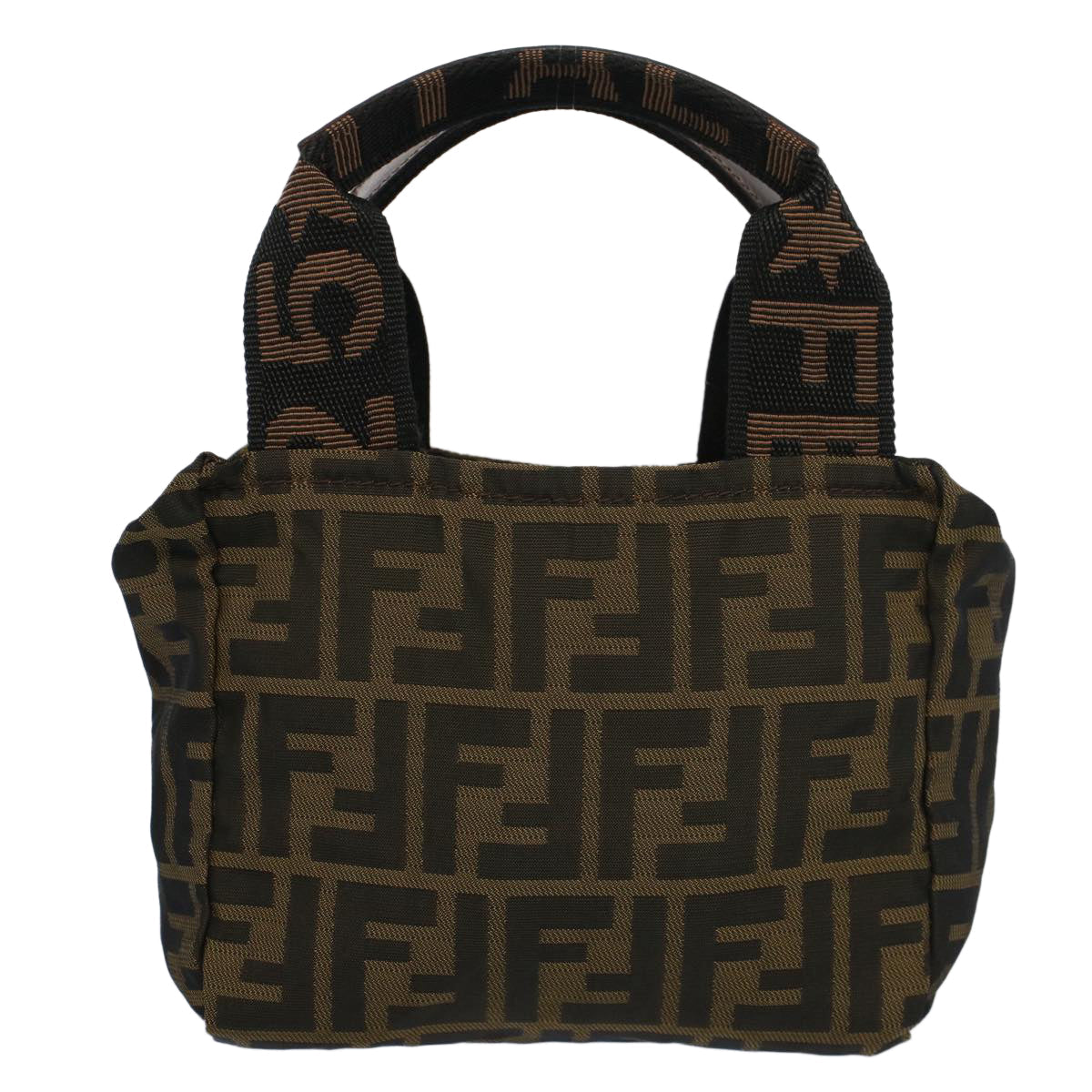 FENDI Zucca Canvas Hand Bag Brown Blackyk8449