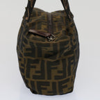 FENDI Zucca Canvas Hand Bag Brown Blackyk8449