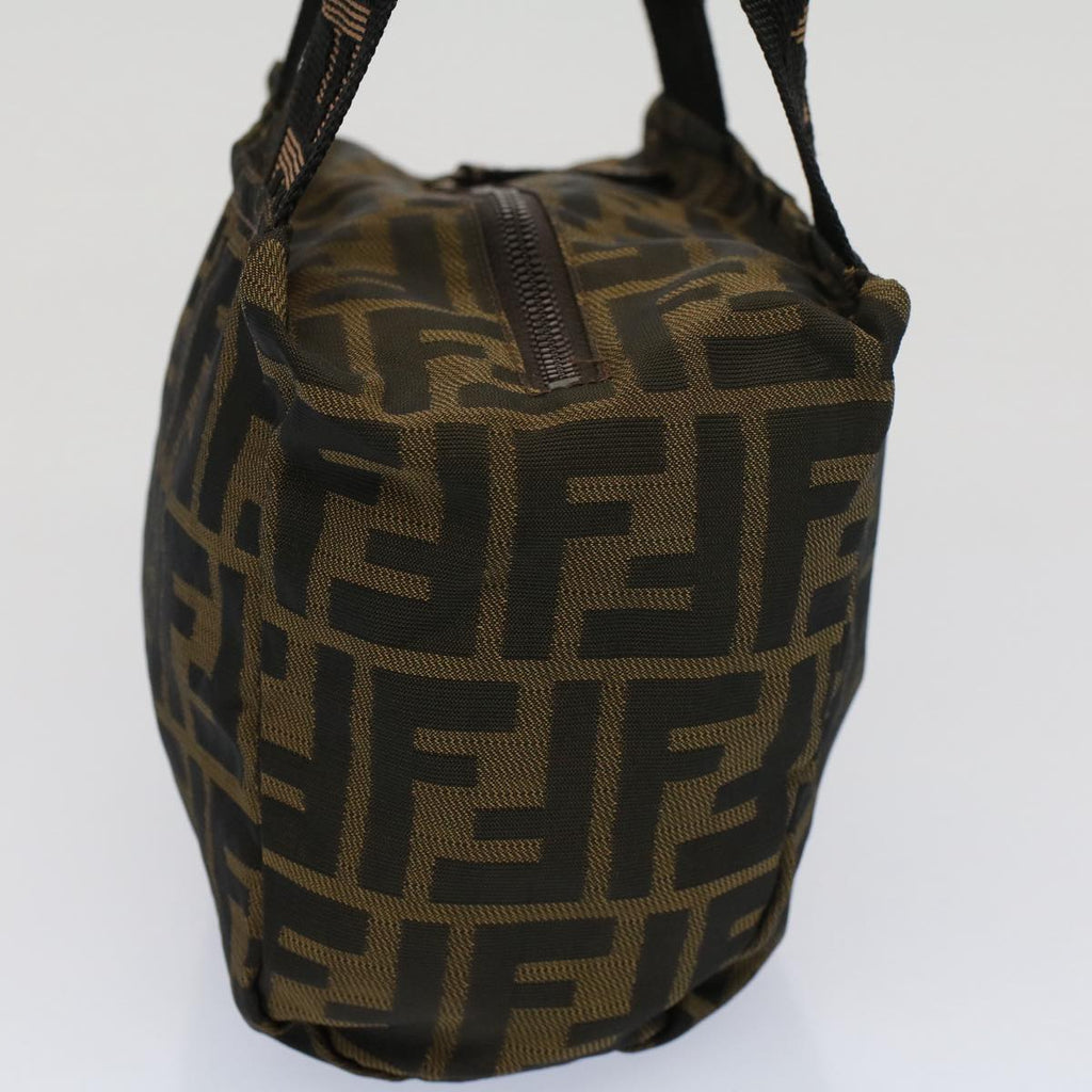 FENDI Zucca Canvas Hand Bag Brown Blackyk8449