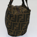 FENDI Zucca Canvas Hand Bag Brown Blackyk8449