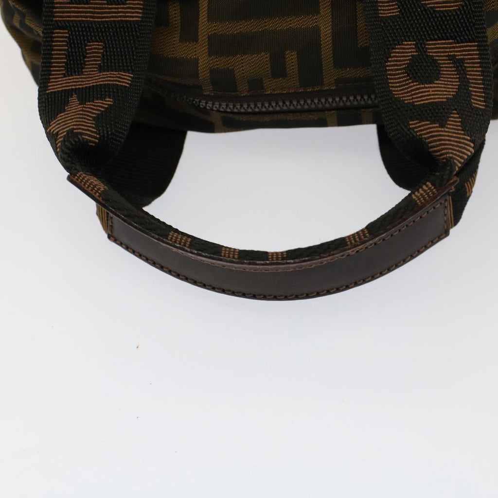 FENDI Zucca Canvas Hand Bag Brown Blackyk8449