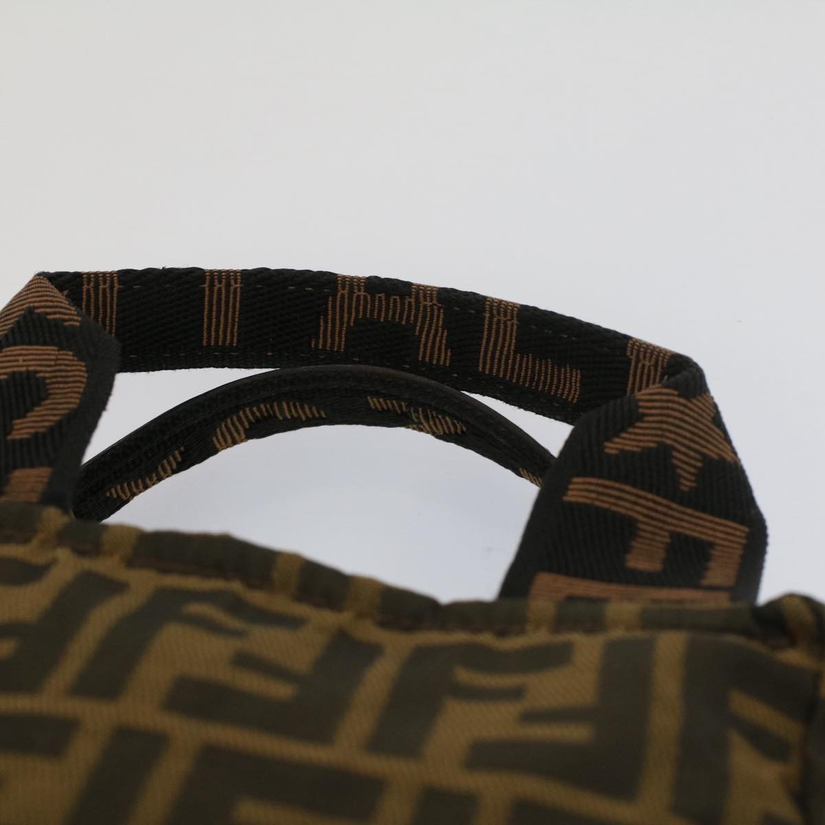 FENDI Zucca Canvas Hand Bag Brown Blackyk8449