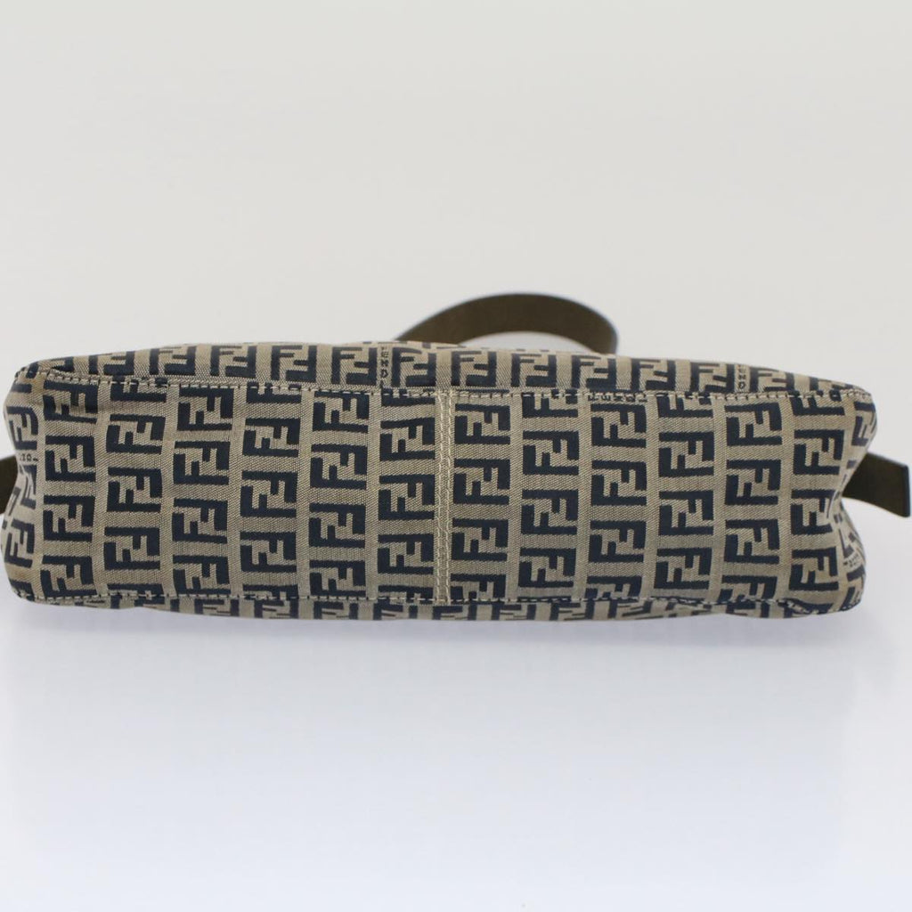 FENDI Zucchino Canvas Mamma Baguette Shoulder Bag Gray Navyyk8484
