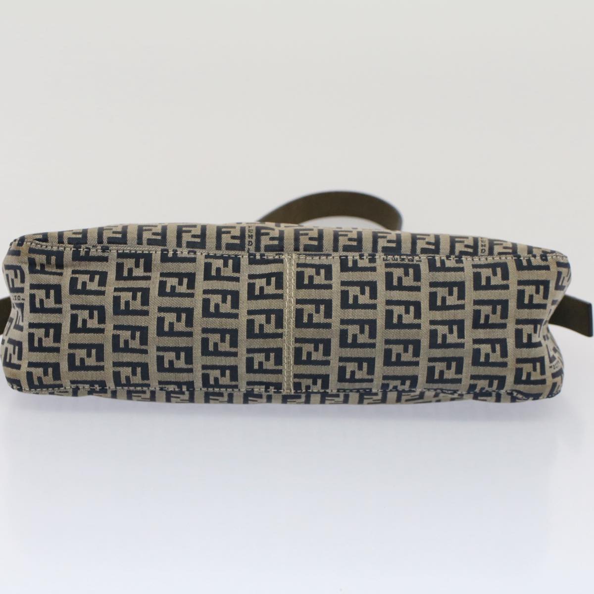 FENDI Zucchino Canvas Mamma Baguette Shoulder Bag Gray Navyyk8484