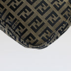 FENDI Zucchino Canvas Mamma Baguette Shoulder Bag Gray Navyyk8484